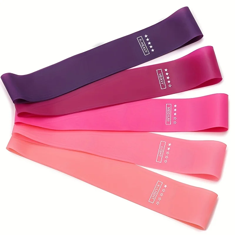 5-Piece Portable Gradient Resistance Band Yoga/Fitness/Pilates Triple Strength Trainer Stackable Colorful Fitness Band Women's S