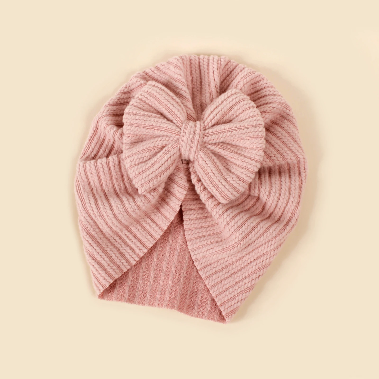 Baby Knot Turban Newborn Ribbed Hat 0-5T Elastic Knitted Bow Indian Cap Winter Cute Hats Infant Toddler Thick Girls Boy Kid New