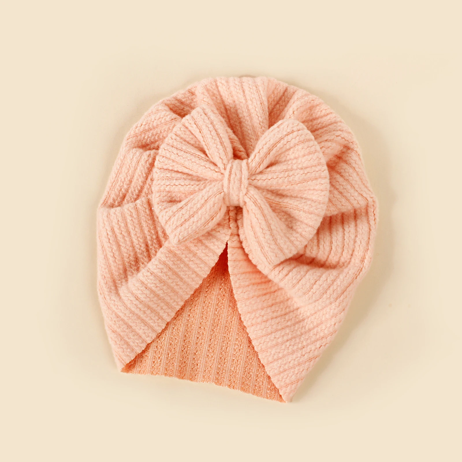 Baby Knot Turban Newborn Ribbed Hat 0-5T Elastic Knitted Bow Indian Cap Winter Cute Hats Infant Toddler Thick Girls Boy Kid New