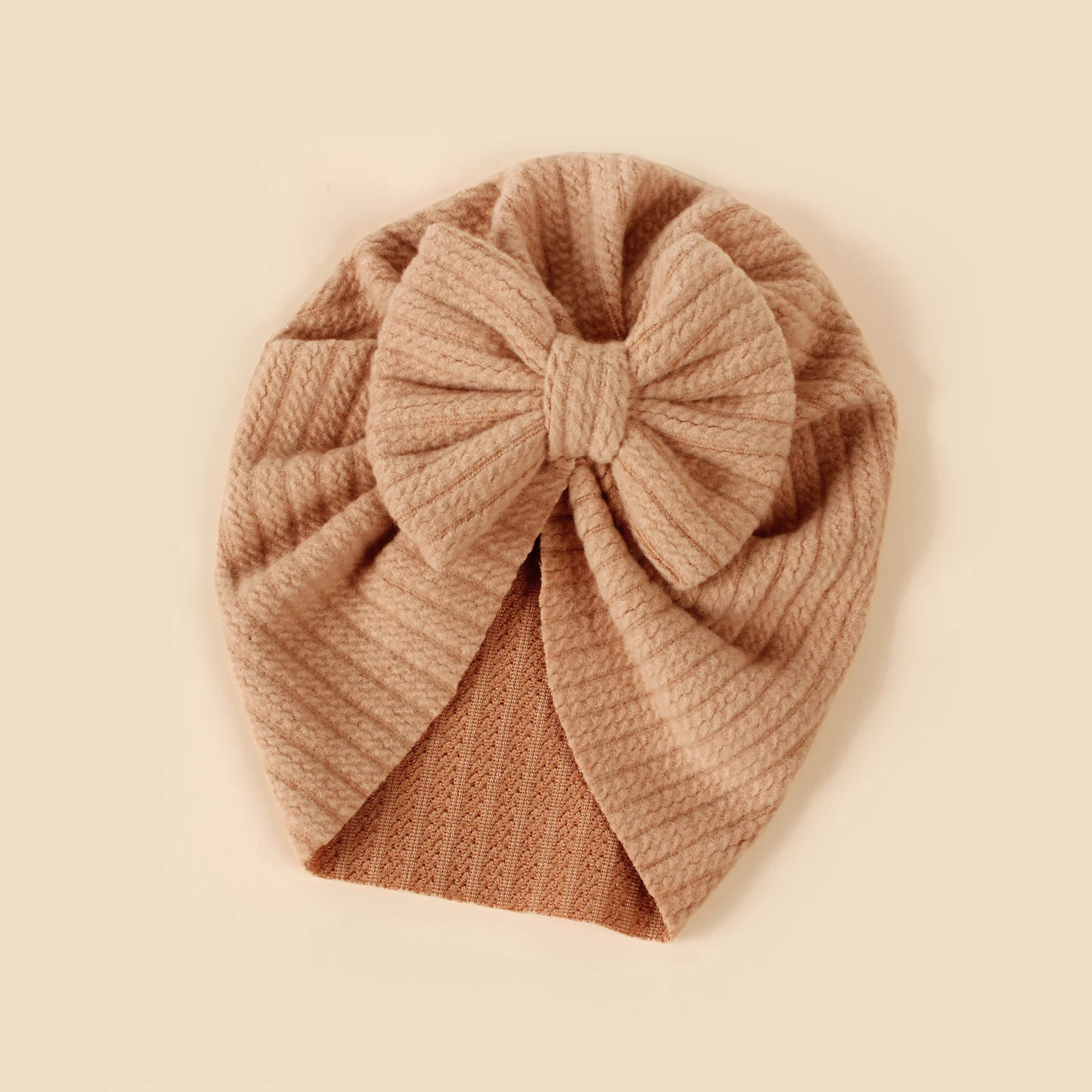 Baby Knot Turban Newborn Ribbed Hat 0-5T Elastic Knitted Bow Indian Cap Winter Cute Hats Infant Toddler Thick Girls Boy Kid New