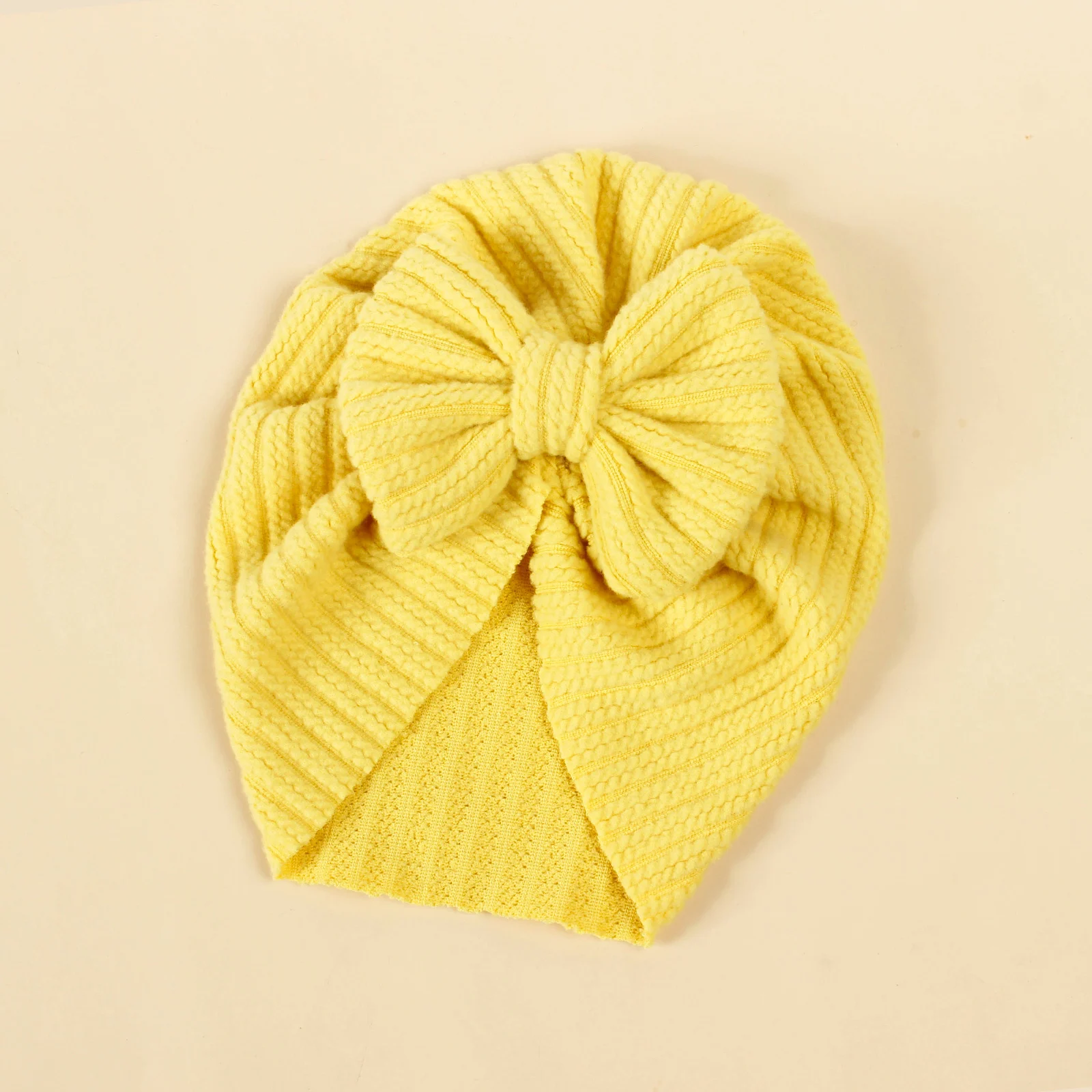 Baby Knot Turban Newborn Ribbed Hat 0-5T Elastic Knitted Bow Indian Cap Winter Cute Hats Infant Toddler Thick Girls Boy Kid New