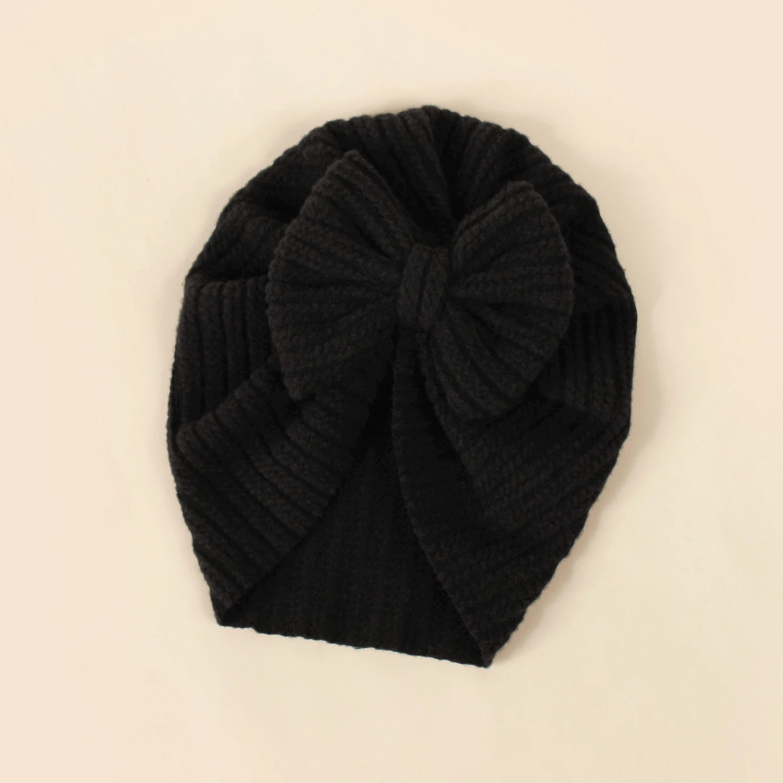 Baby Knot Turban Newborn Ribbed Hat 0-5T Elastic Knitted Bow Indian Cap Winter Cute Hats Infant Toddler Thick Girls Boy Kid New