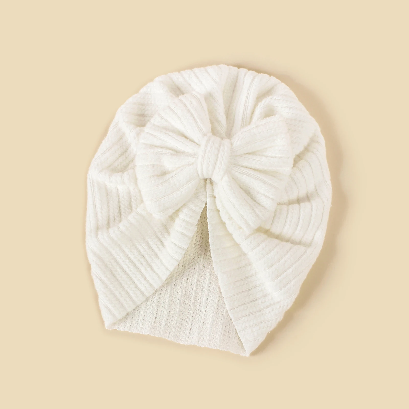 Baby Knot Turban Newborn Ribbed Hat 0-5T Elastic Knitted Bow Indian Cap Winter Cute Hats Infant Toddler Thick Girls Boy Kid New
