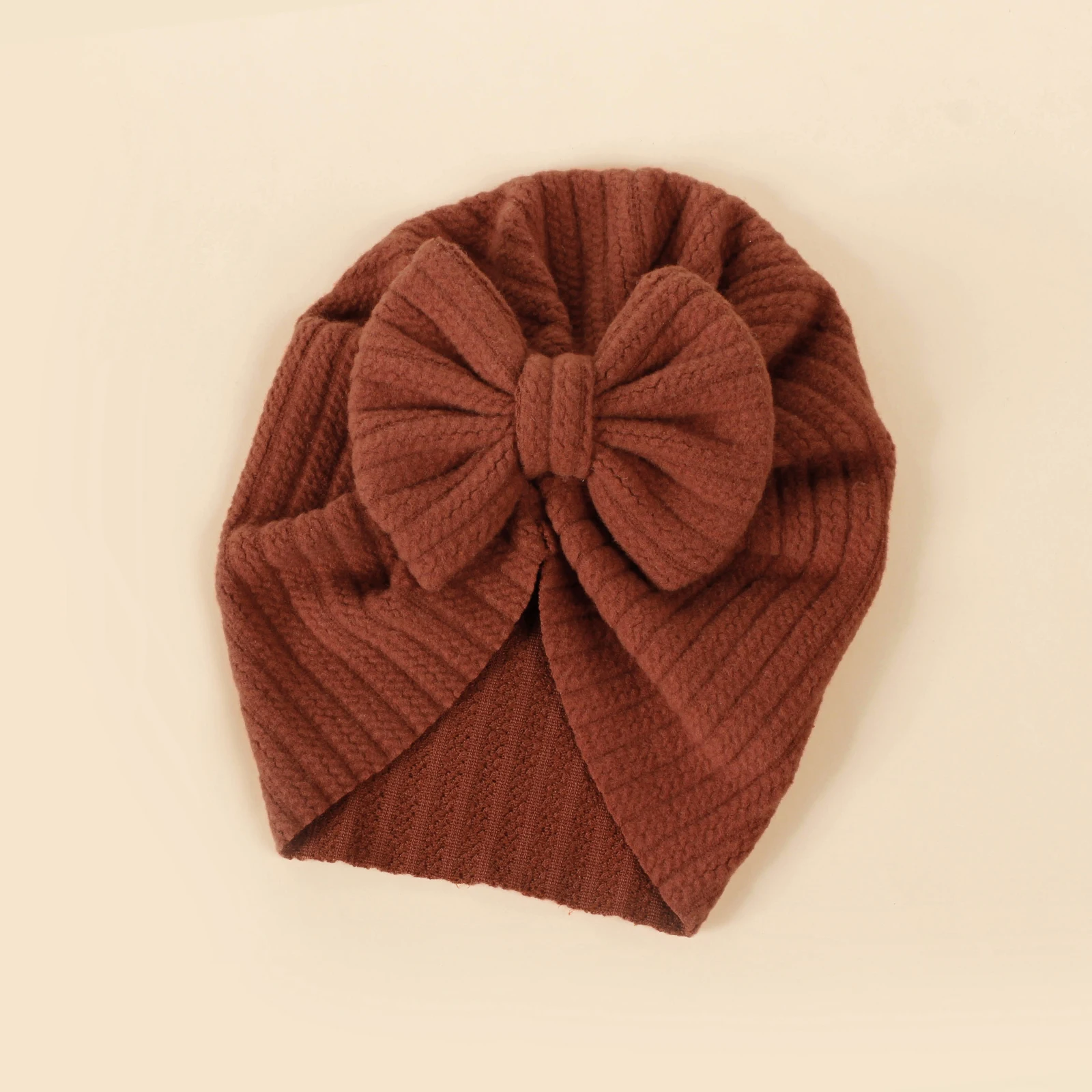 Baby Knot Turban Newborn Ribbed Hat 0-5T Elastic Knitted Bow Indian Cap Winter Cute Hats Infant Toddler Thick Girls Boy Kid New