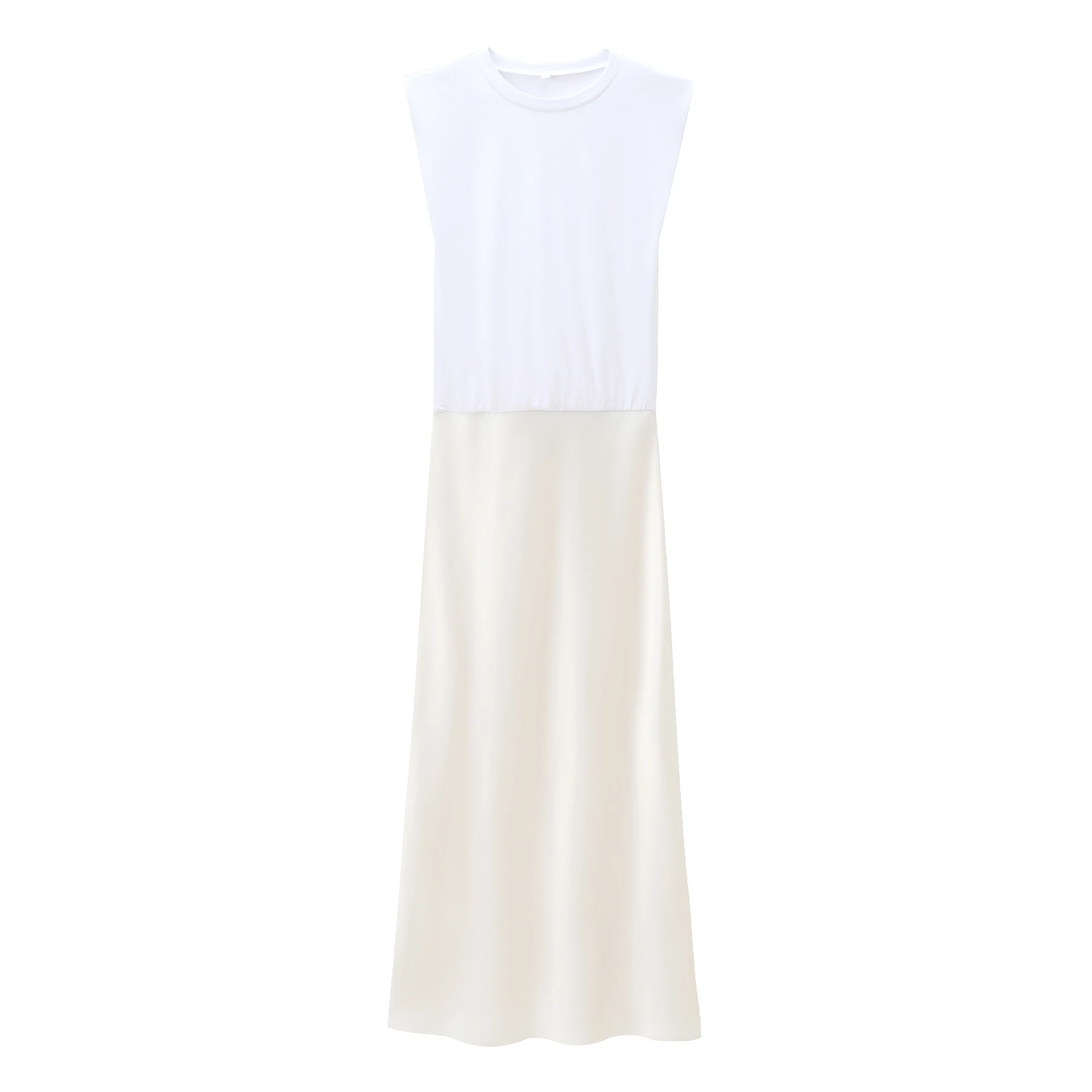 BSAY Women Fashion Summer New Splice Stripes Round Neck Pullover Sleeveless Long Dress French Chic Female Evening Clothing