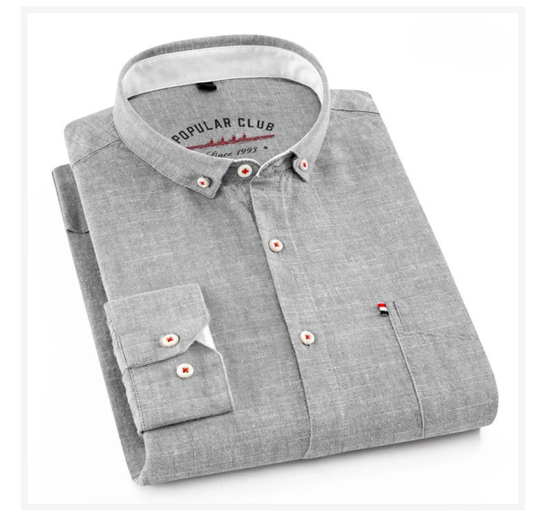 Fashion Korean Clothes Linen Cotton Long-Sleeve Shirts for Men Slim Fit Casual Plain Shirt Single Pocket Designer White Shirt