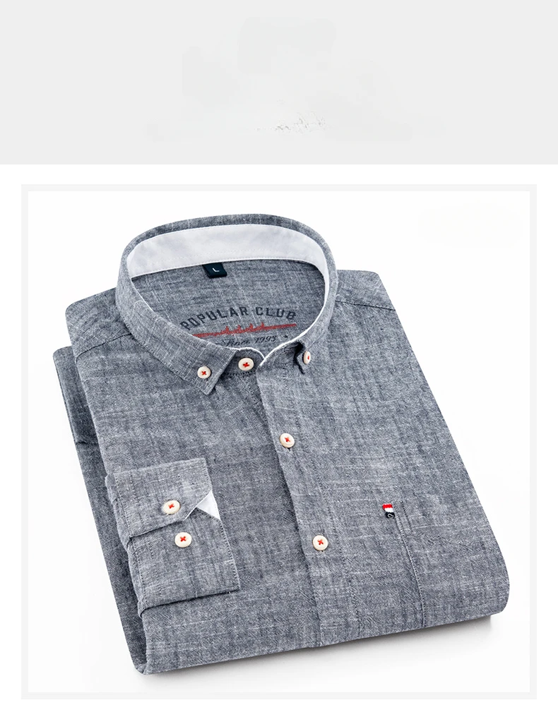 Fashion Korean Clothes Linen Cotton Long-Sleeve Shirts for Men Slim Fit Casual Plain Shirt Single Pocket Designer White Shirt