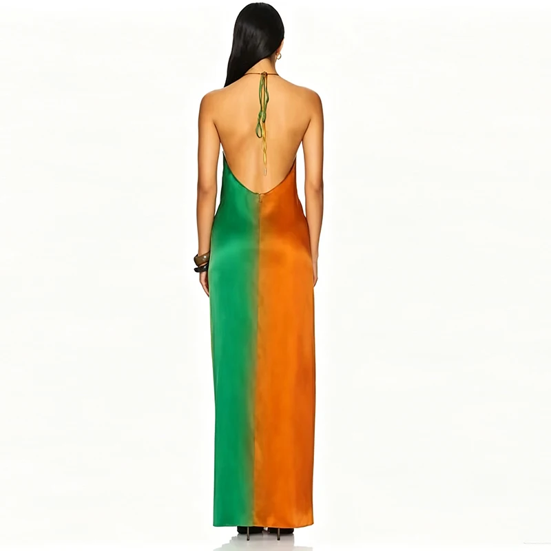 Tie Dye Print Twisted Hem Party Dress Ladies Sexy Backless Bohemian Dresses 2026 Deep V Hollow Out Sleeveless Summer Long Dress