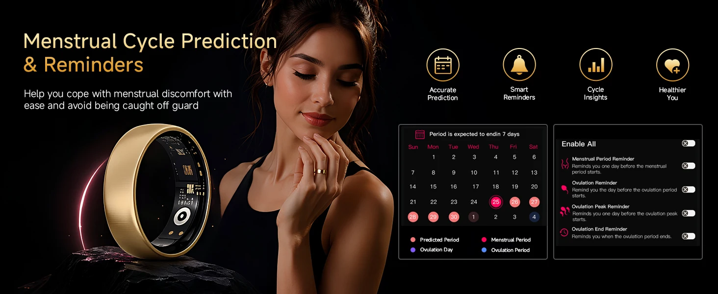 AURA Matt Smart Ring, Fitness & Health Tracker, Sleep and Temperature Monitoring Long‑Lasting Battery GPS Tracking for Men Woman
