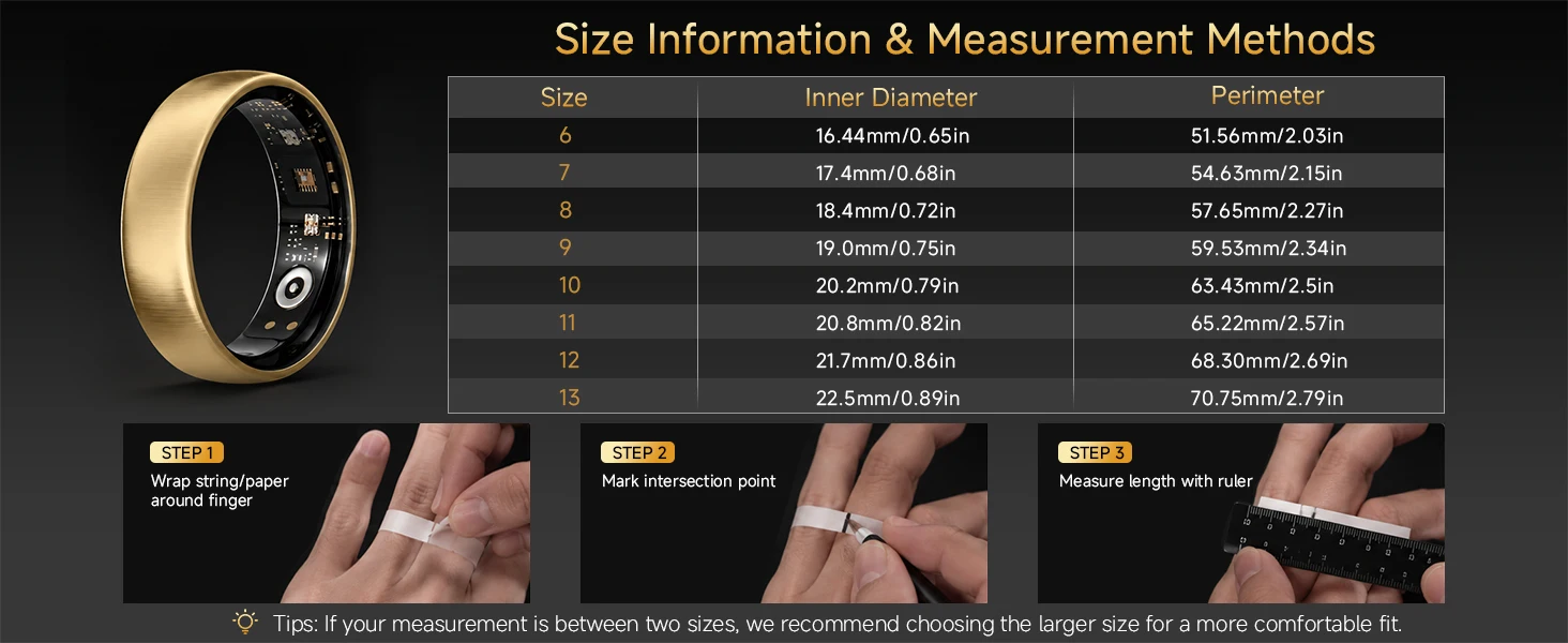 AURA Matt Smart Ring, Fitness & Health Tracker, Sleep and Temperature Monitoring Long‑Lasting Battery GPS Tracking for Men Woman