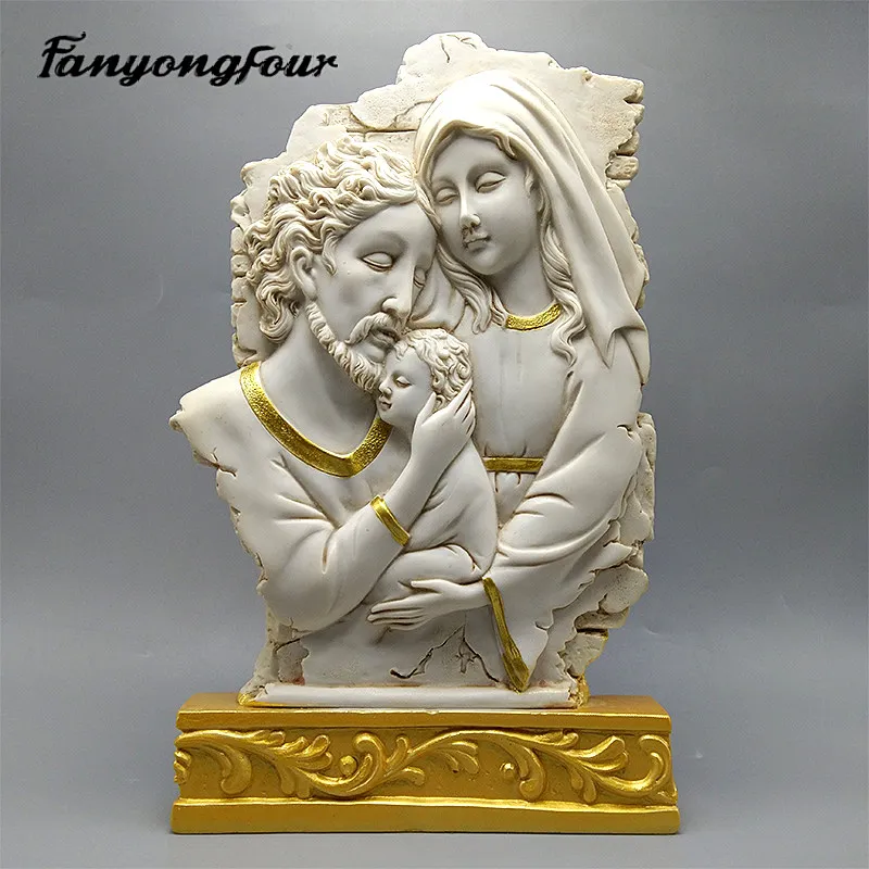 Fan Yong Four Catholic Holy Family Three Silicone Mold DIY Can Make Resin Concrete Plaster Decorations for Home Furnishings