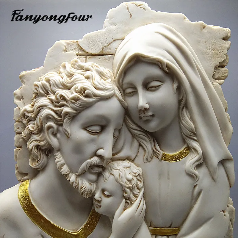 Fan Yong Four Catholic Holy Family Three Silicone Mold DIY Can Make Resin Concrete Plaster Decorations for Home Furnishings