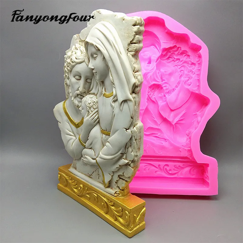 Fan Yong Four Catholic Holy Family Three Silicone Mold DIY Can Make Resin Concrete Plaster Decorations for Home Furnishings