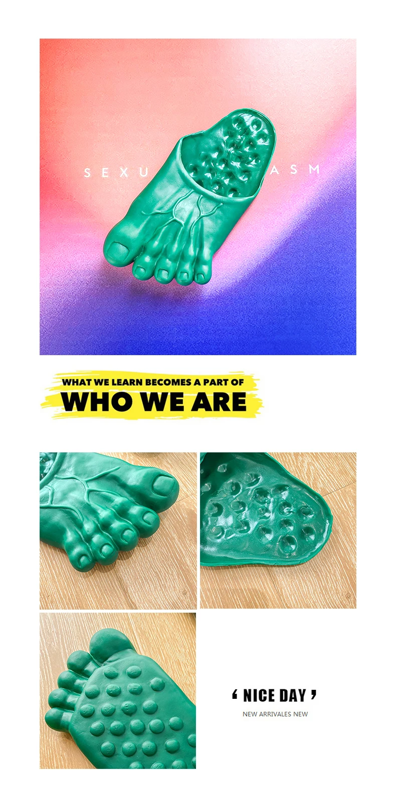 Funny Green Big Toe Slippers Men's Beach Shoes Home Slippers Parody Giant Five Finger Slipper Halloween Cosplay Intersting Shoes