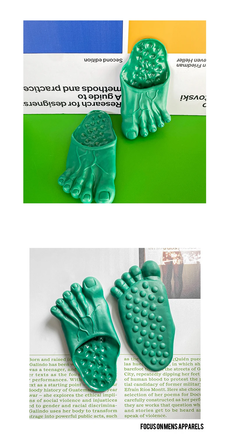 Funny Green Big Toe Slippers Men's Beach Shoes Home Slippers Parody Giant Five Finger Slipper Halloween Cosplay Intersting Shoes