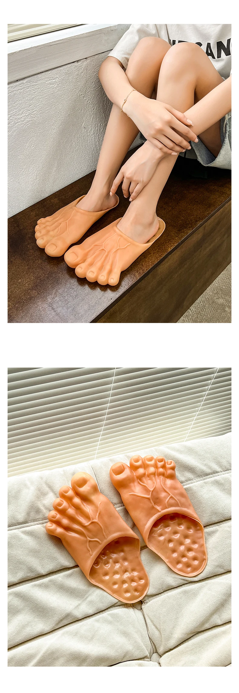 Funny Green Big Toe Slippers Men's Beach Shoes Home Slippers Parody Giant Five Finger Slipper Halloween Cosplay Intersting Shoes