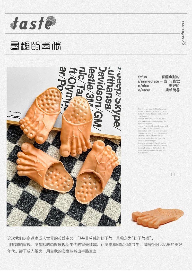 Funny Green Big Toe Slippers Men's Beach Shoes Home Slippers Parody Giant Five Finger Slipper Halloween Cosplay Intersting Shoes