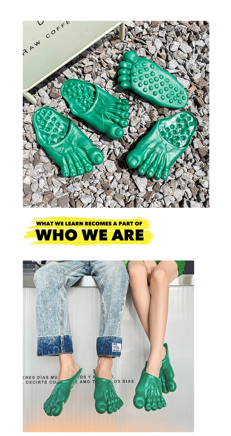 Funny Green Big Toe Slippers Men's Beach Shoes Home Slippers Parody Giant Five Finger Slipper Halloween Cosplay Intersting Shoes