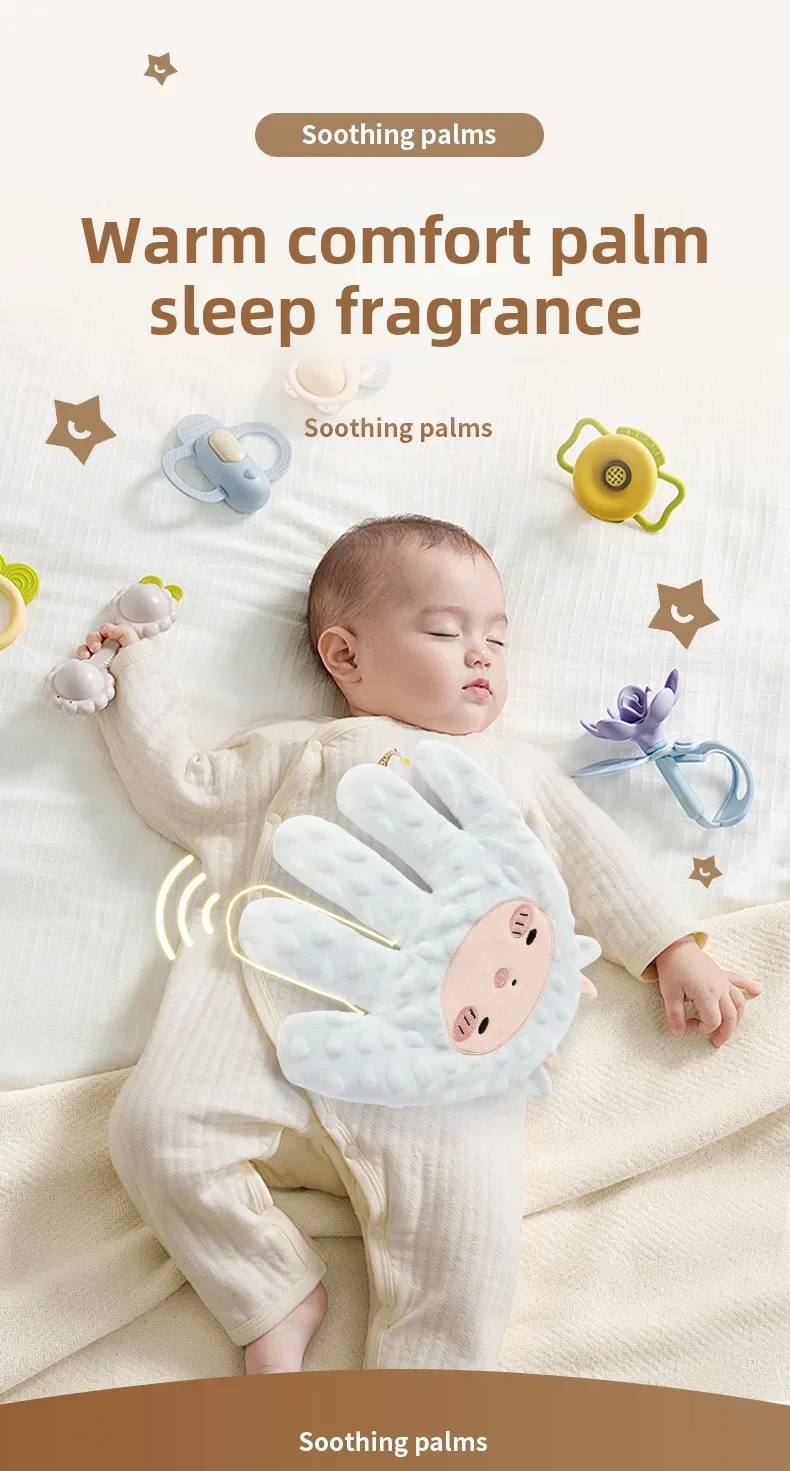 Babies Soothing Palms Baby Sleep Aid Infant Calming Sleeper with Safety Remote Control Slaps Plush Hand Palms for Toddler
