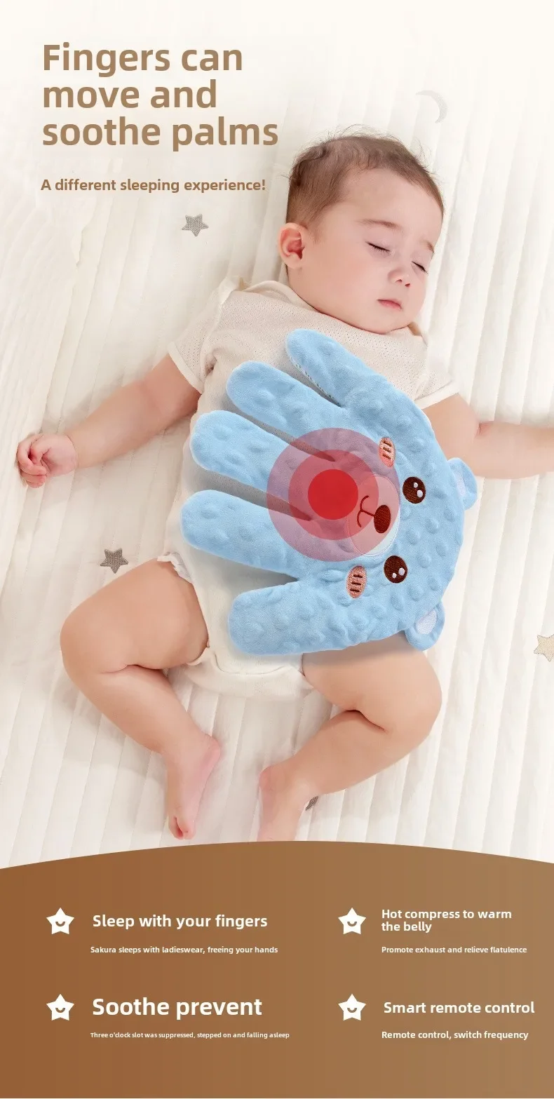 Babies Soothing Palms Baby Sleep Aid Infant Calming Sleeper with Safety Remote Control Slaps Plush Hand Palms for Toddler