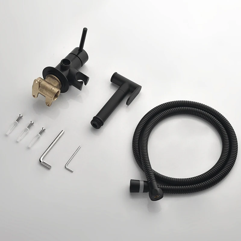 Portable Bidet Sprayer Set Black Bidet Faucet Stainless Steel Toilet Faucet Hot Cold Water Mixer Bathroom Shower Head