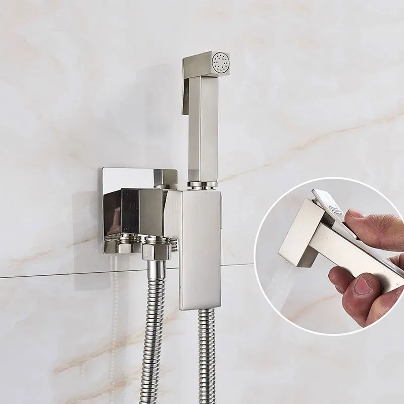 Portable Bidet Sprayer Set Black Bidet Faucet Stainless Steel Toilet Faucet Hot Cold Water Mixer Bathroom Shower Head