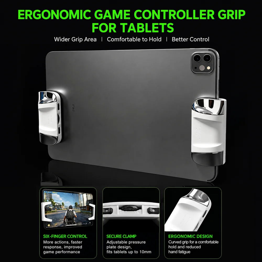 P1 Tablet Game Controller 6 Finger High Frequency Click Sensitive Ergonomic Comfort Adjustable Thickness Silicone Anti Slip