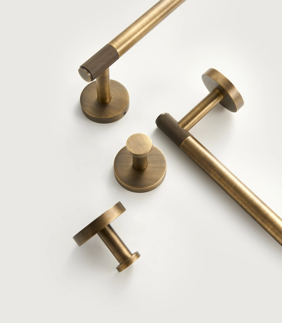 NURLIN Brass Knurled Antique Bronze Bathroom Hardware Towel Rack Toilet Paper Holder Wall Hook