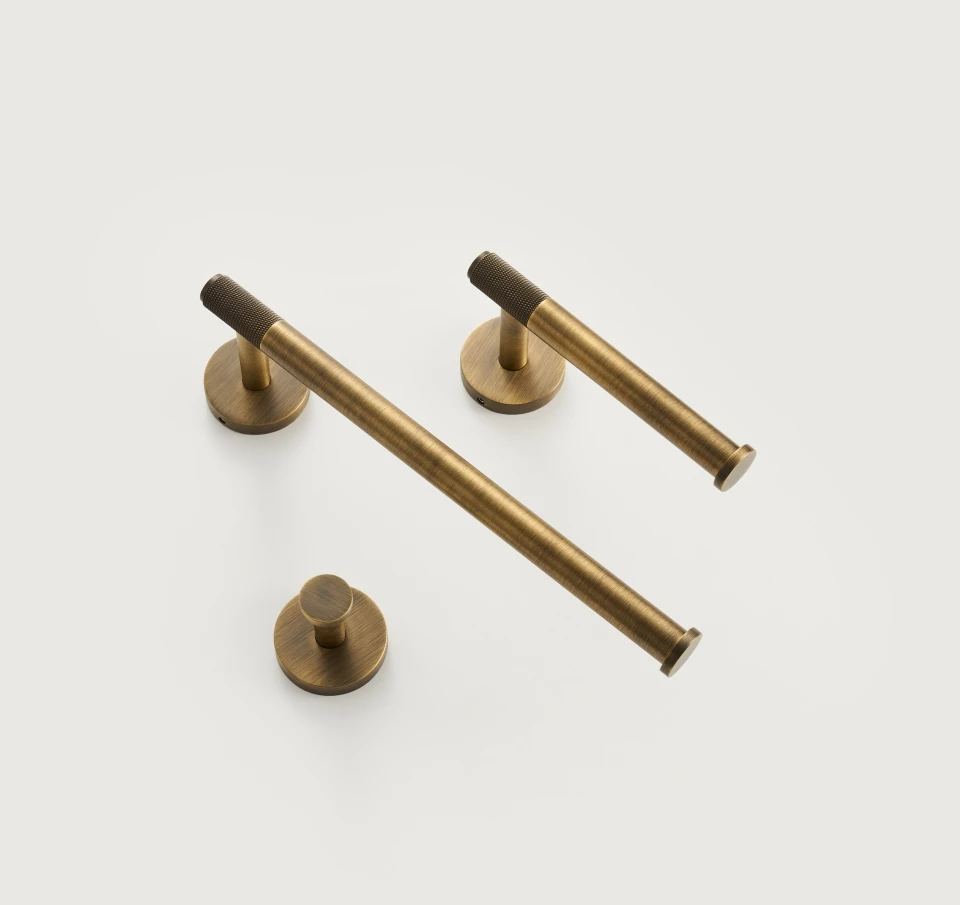 NURLIN Brass Knurled Antique Bronze Bathroom Hardware Towel Rack Toilet Paper Holder Wall Hook