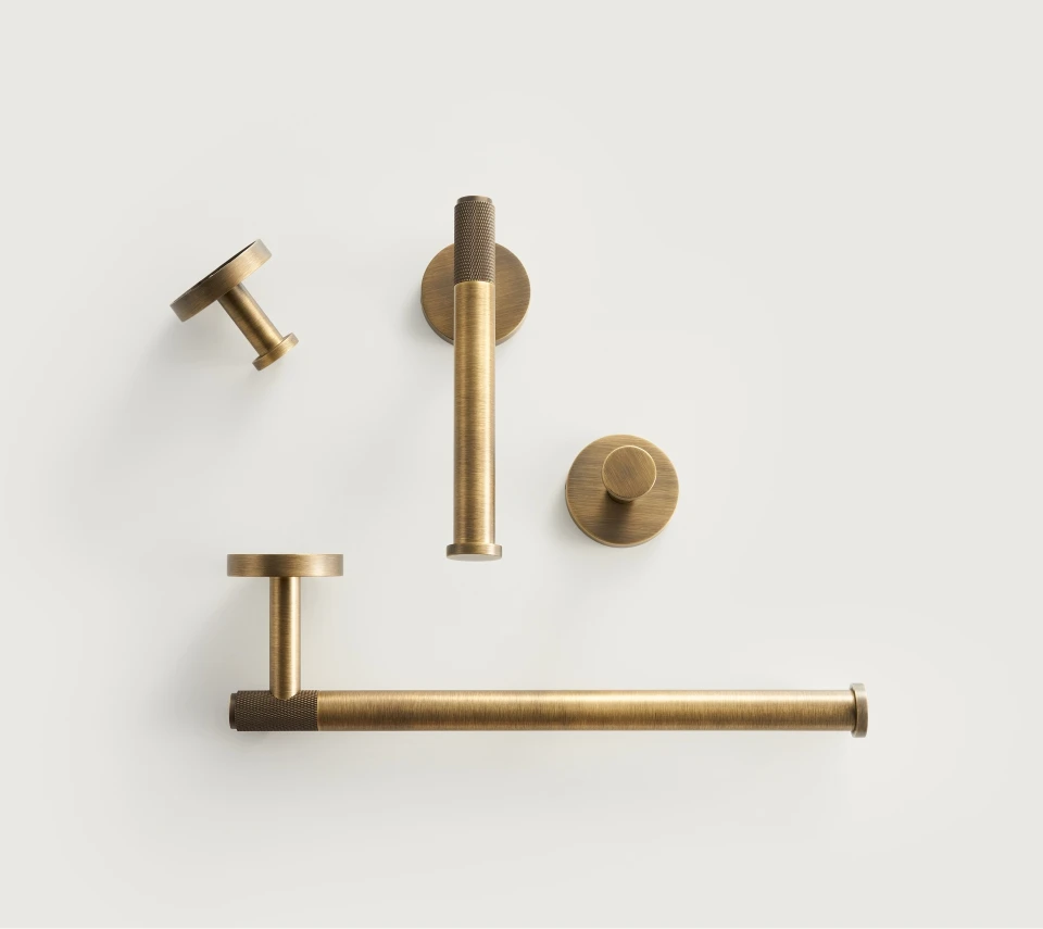 NURLIN Brass Knurled Antique Bronze Bathroom Hardware Towel Rack Toilet Paper Holder Wall Hook