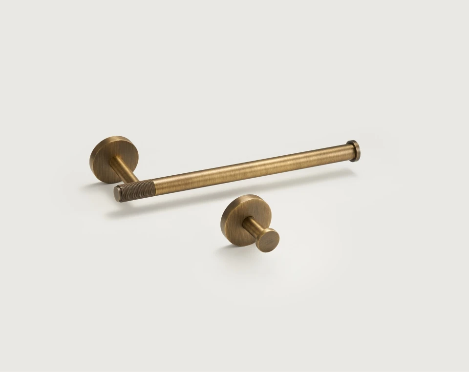 NURLIN Brass Knurled Antique Bronze Bathroom Hardware Towel Rack Toilet Paper Holder Wall Hook