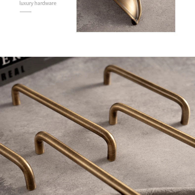 Santaya U-shaped Antique Brass Brushed Furniture Handle Solid Brass Shell Drawer Knob Modern Simple Kitchen Cabinet Long Pull