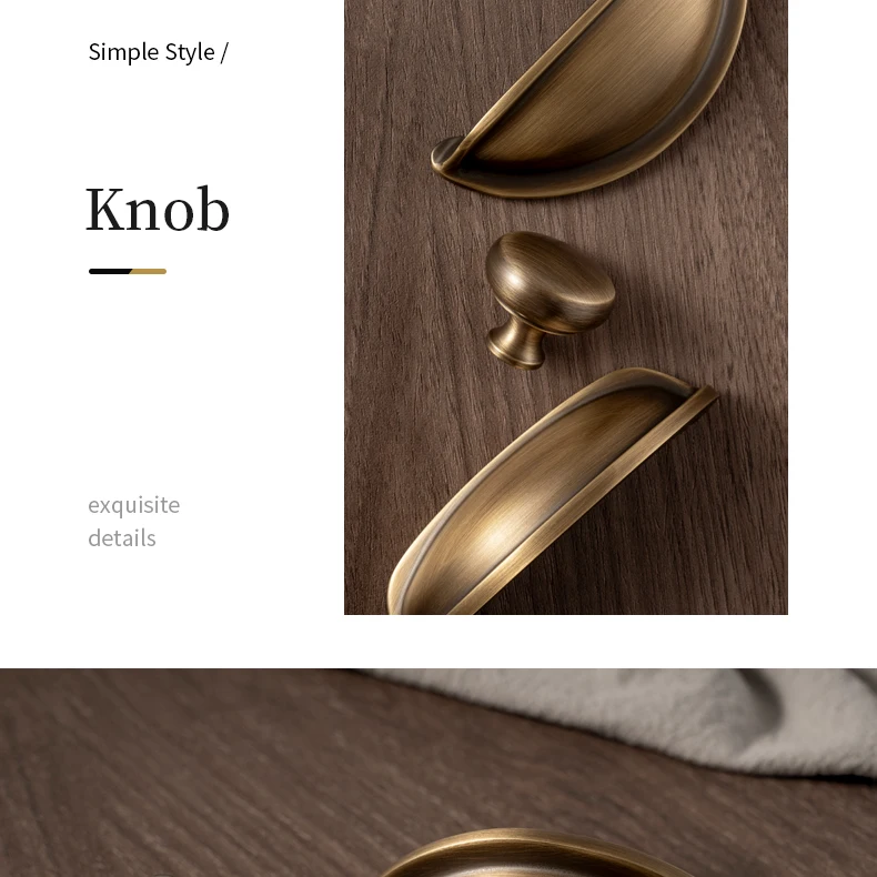 Santaya U-shaped Antique Brass Brushed Furniture Handle Solid Brass Shell Drawer Knob Modern Simple Kitchen Cabinet Long Pull