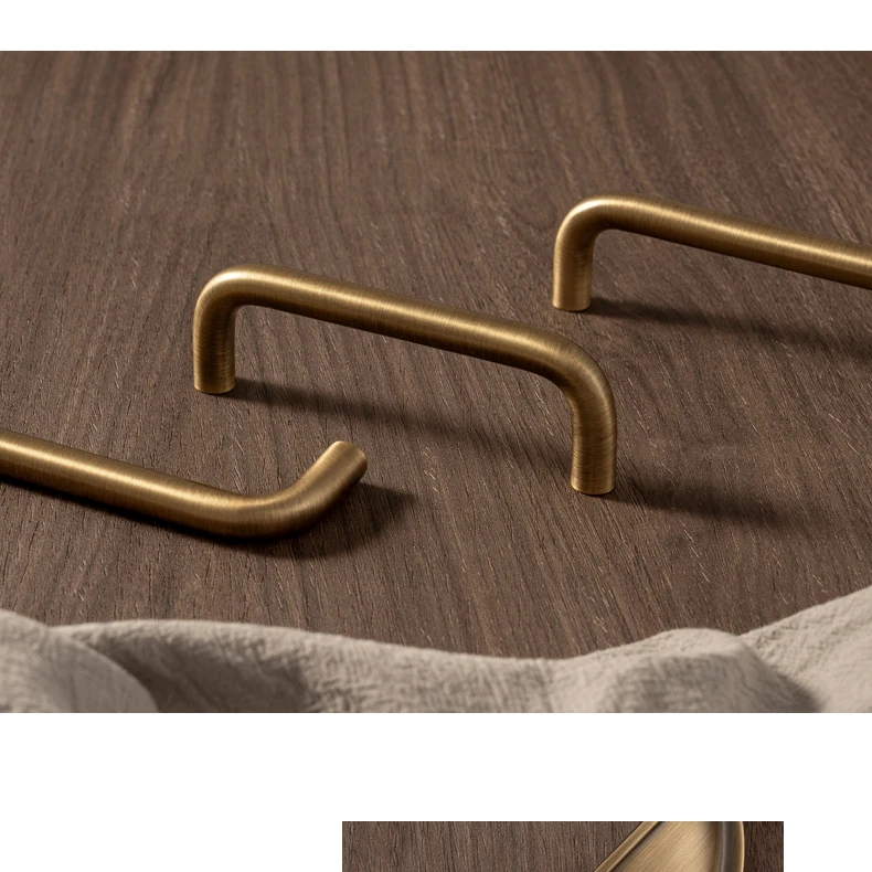Santaya U-shaped Antique Brass Brushed Furniture Handle Solid Brass Shell Drawer Knob Modern Simple Kitchen Cabinet Long Pull