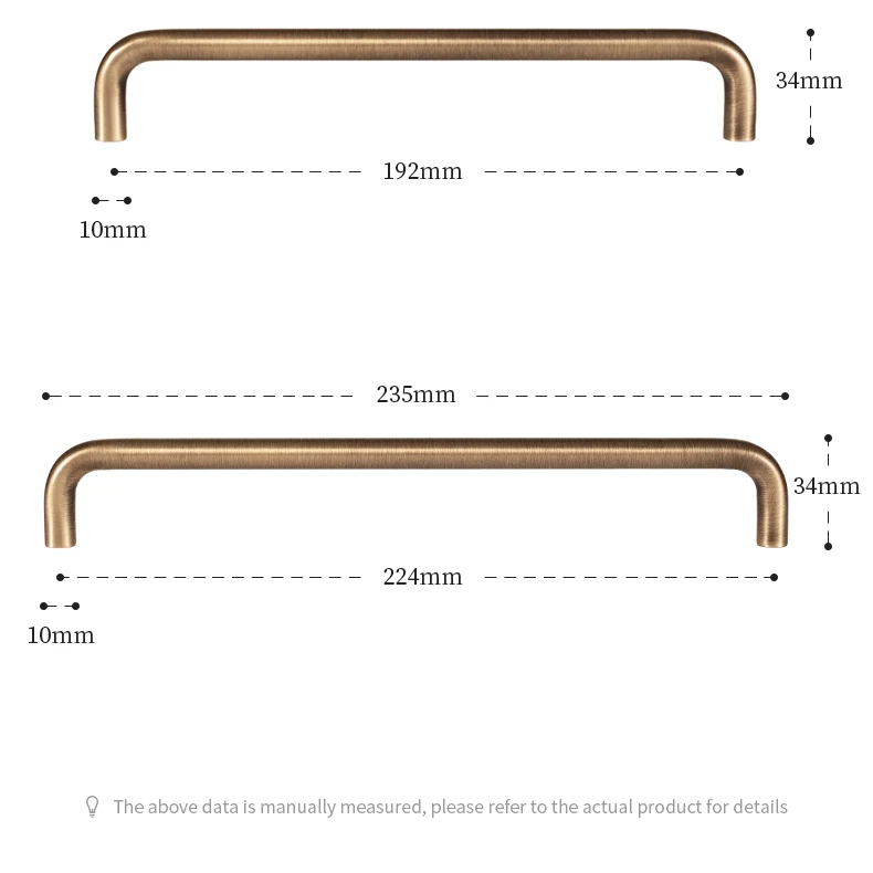 Santaya U-shaped Antique Brass Brushed Furniture Handle Solid Brass Shell Drawer Knob Modern Simple Kitchen Cabinet Long Pull