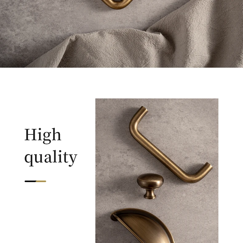 Santaya U-shaped Antique Brass Brushed Furniture Handle Solid Brass Shell Drawer Knob Modern Simple Kitchen Cabinet Long Pull