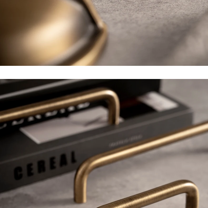 Santaya U-shaped Antique Brass Brushed Furniture Handle Solid Brass Shell Drawer Knob Modern Simple Kitchen Cabinet Long Pull