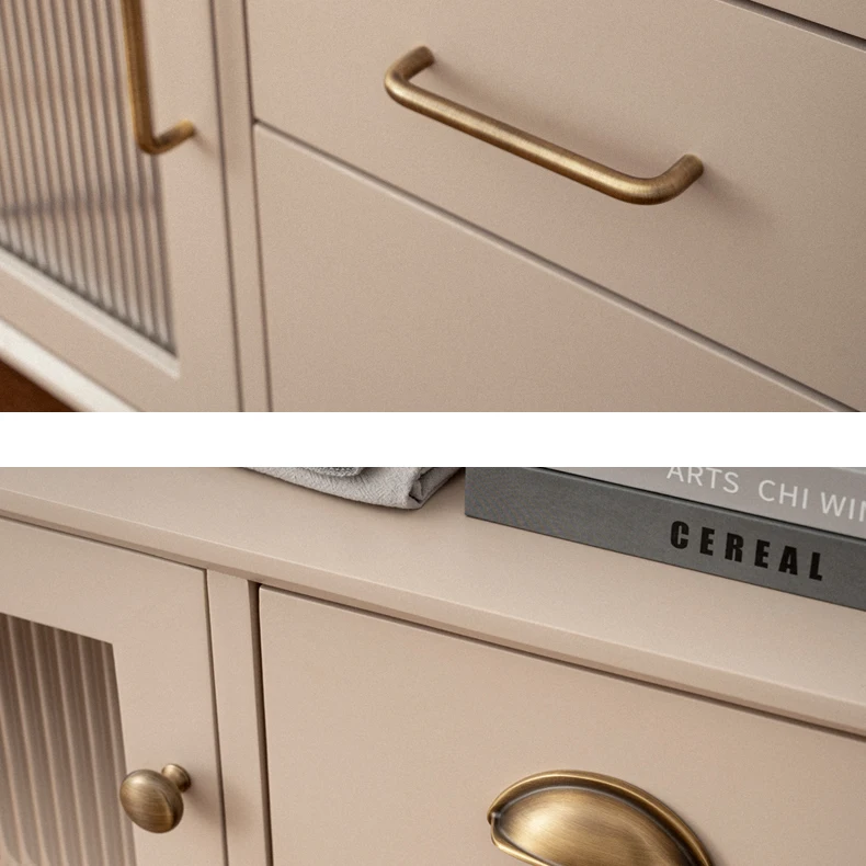 Santaya U-shaped Antique Brass Brushed Furniture Handle Solid Brass Shell Drawer Knob Modern Simple Kitchen Cabinet Long Pull
