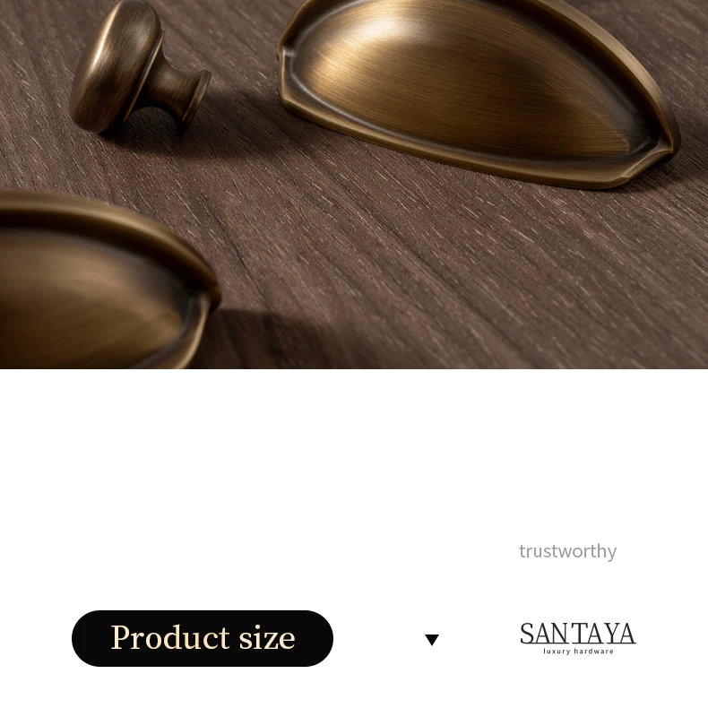 Santaya U-shaped Antique Brass Brushed Furniture Handle Solid Brass Shell Drawer Knob Modern Simple Kitchen Cabinet Long Pull