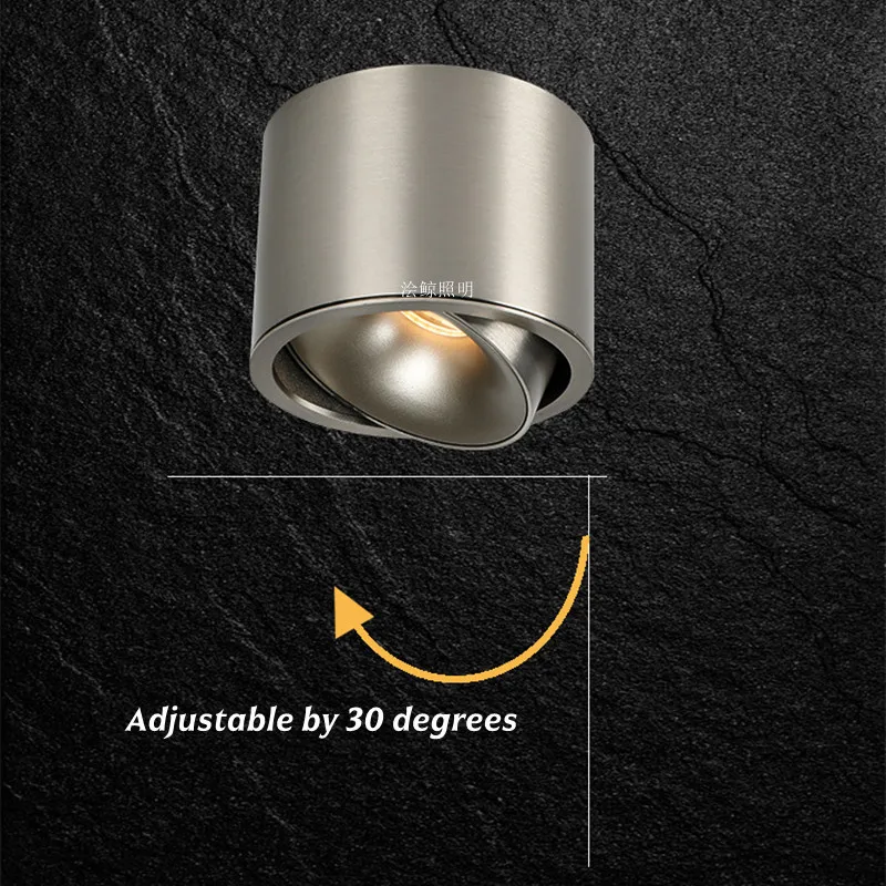 Bauhaus Ultra-Thin Surface-Mounted Downlight. Modern Minimalist Anti-Glare Ceiling Lamp / 30° Adjustable. Indoor Lighting 7W 10W