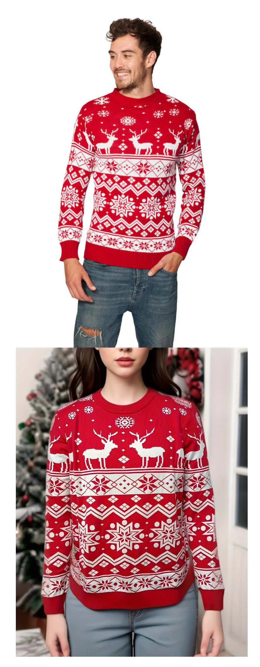 PatPat Christmas Family Matching Holiday Theme Moose Snowflake Print Long Sleeve Tops