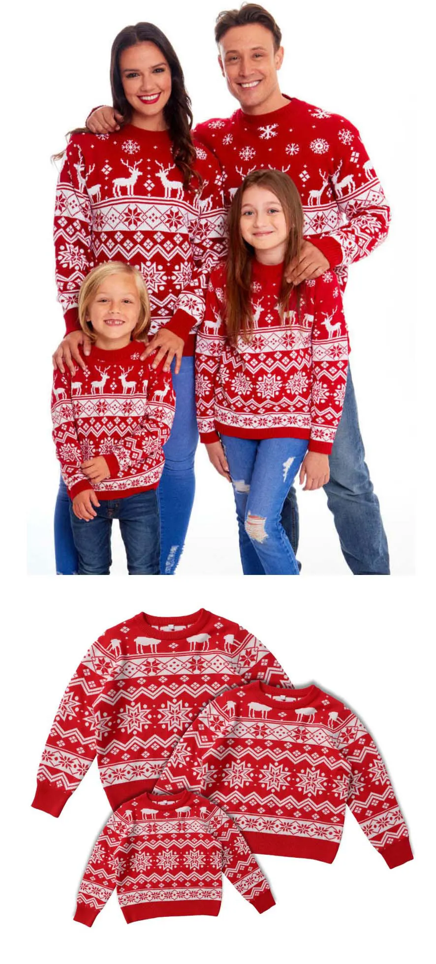 PatPat Christmas Family Matching Holiday Theme Moose Snowflake Print Long Sleeve Tops