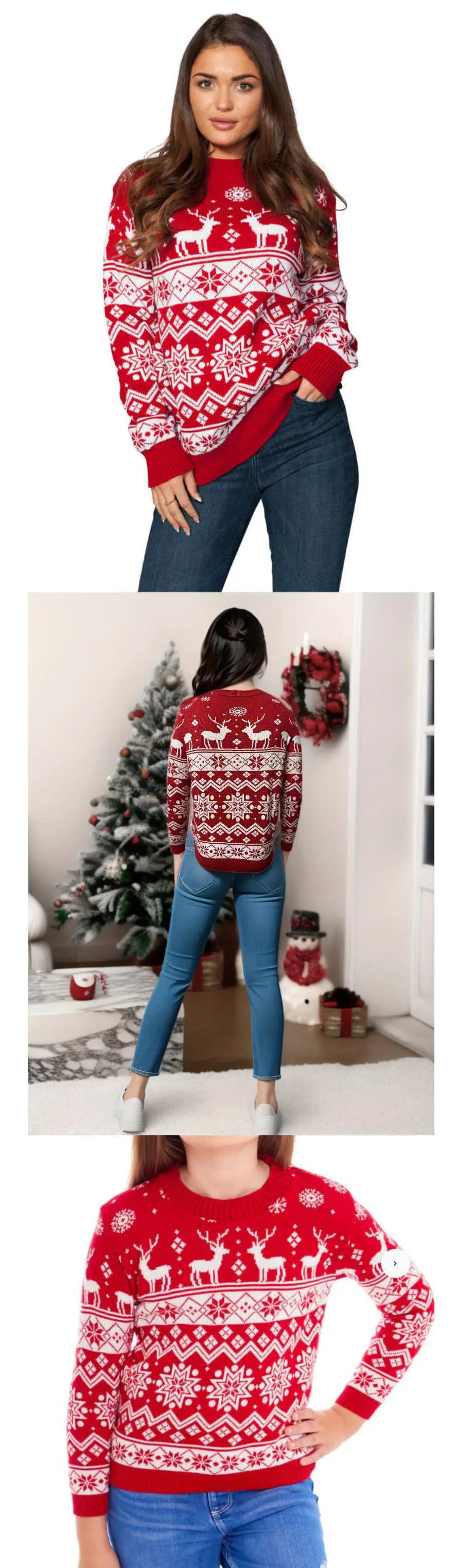 PatPat Christmas Family Matching Holiday Theme Moose Snowflake Print Long Sleeve Tops