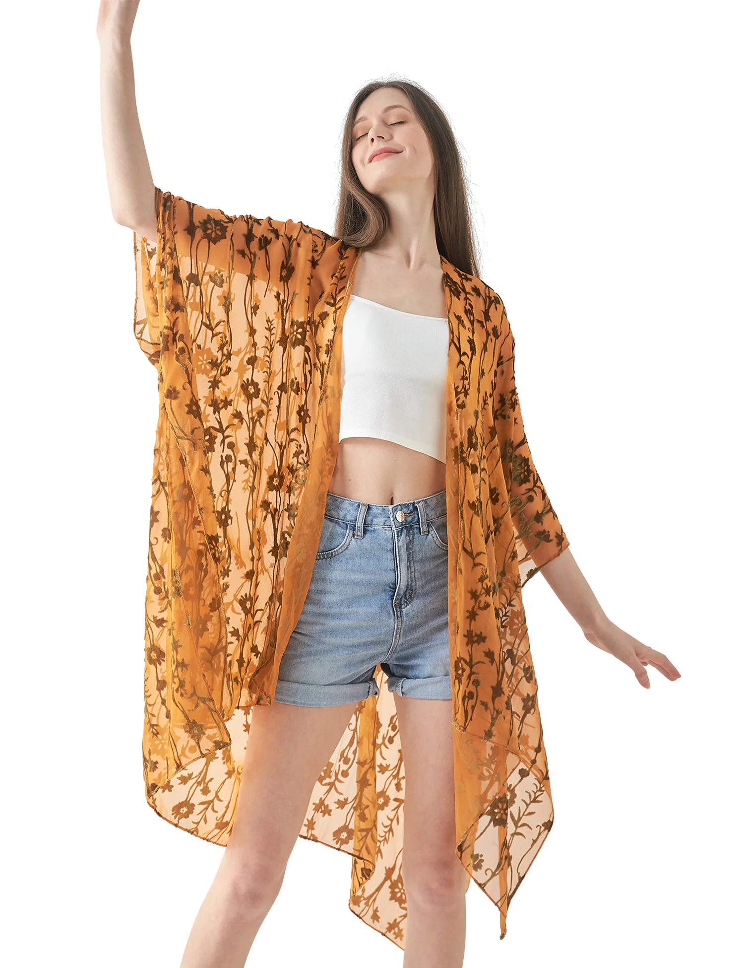 MJSERECA Bohemian Fashion women burnt plush kimono long cardigan with tassel beach cover-up luxury Holiday Casual Cardigan Shawl