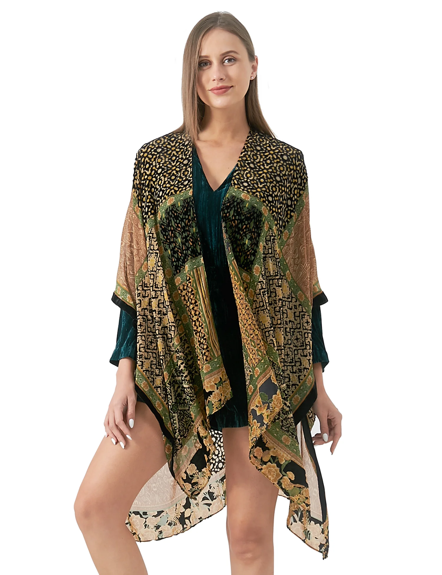 MJSERECA Bohemian Fashion women burnt plush kimono long cardigan with tassel beach cover-up luxury Holiday Casual Cardigan Shawl
