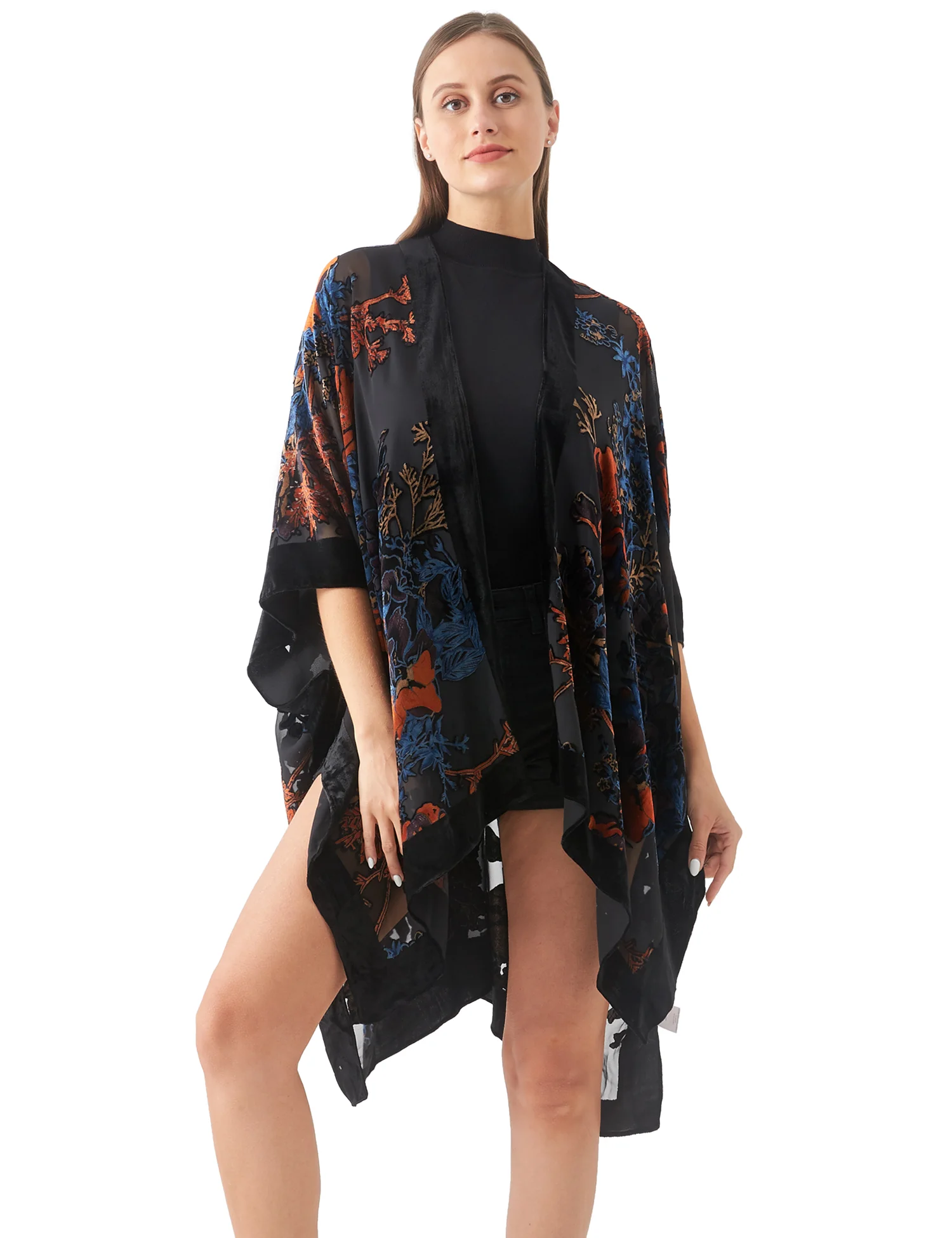 MJSERECA Bohemian Fashion women burnt plush kimono long cardigan with tassel beach cover-up luxury Holiday Casual Cardigan Shawl
