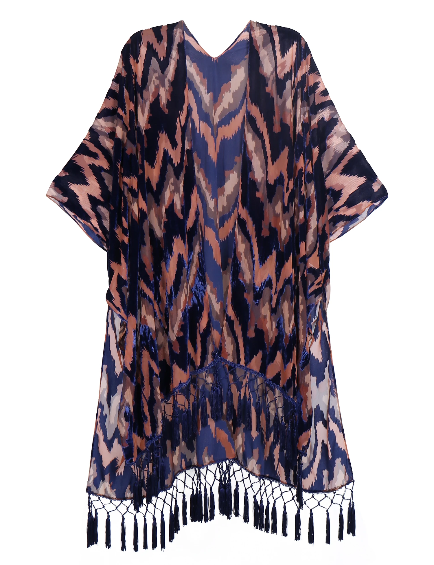 MJSERECA Bohemian Fashion women burnt plush kimono long cardigan with tassel beach cover-up luxury Holiday Casual Cardigan Shawl
