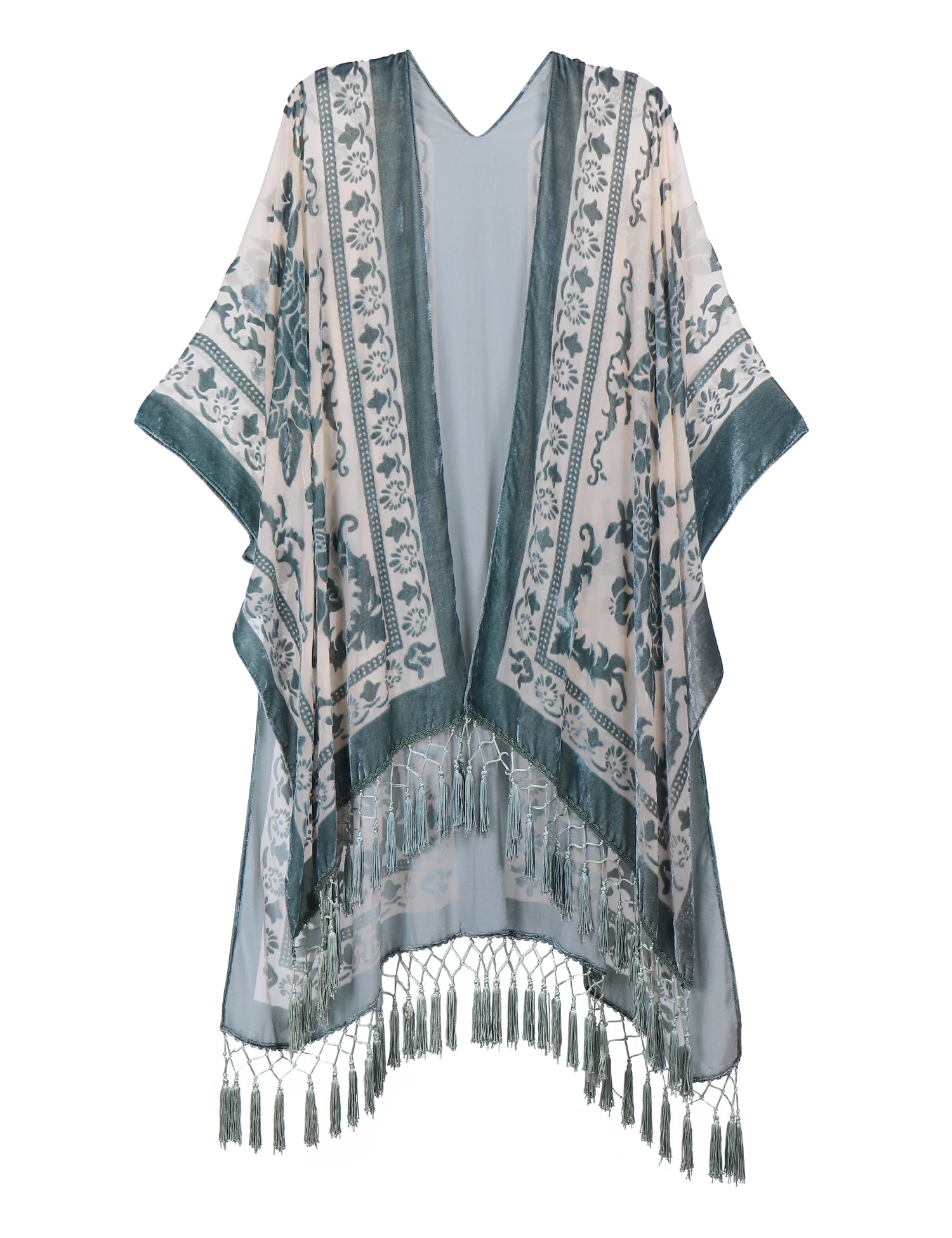 MJSERECA Bohemian Fashion women burnt plush kimono long cardigan with tassel beach cover-up luxury Holiday Casual Cardigan Shawl