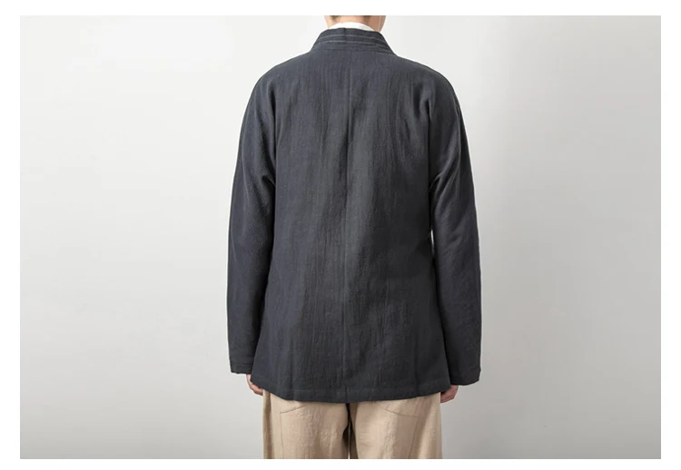 Men's Chinese Style Linen Cardigan Jacket Loose Black Kimono Jacket Solid Color Self-Tie Hanfu Traditional Clothing 4Xl