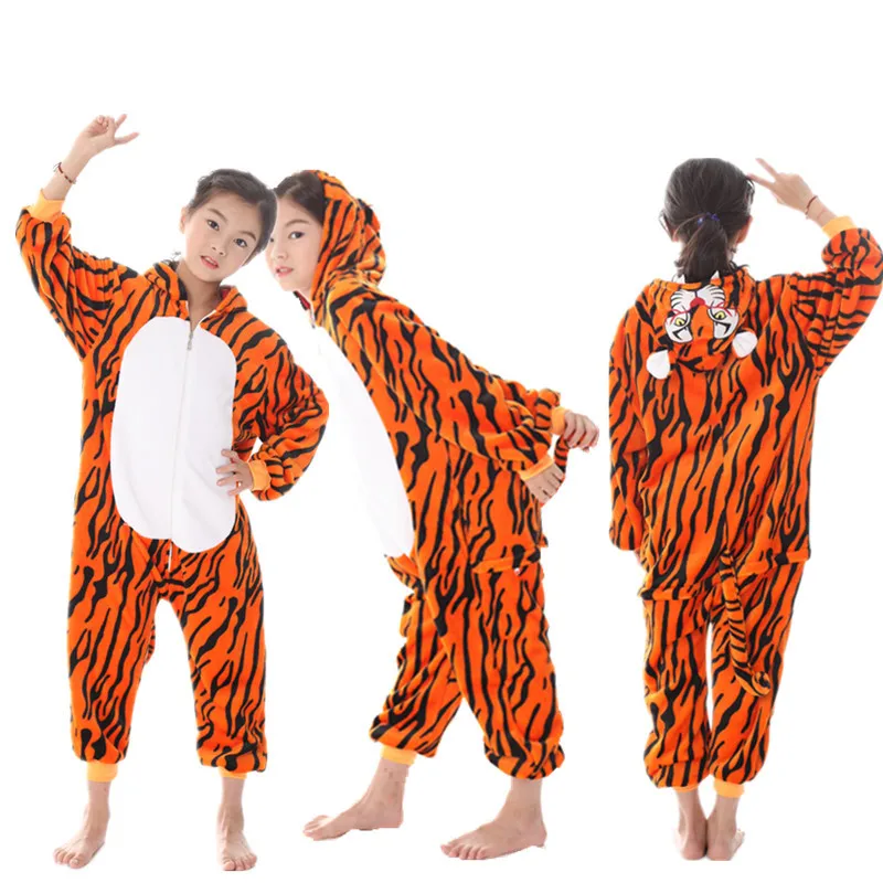 Kids Cat Onesie Unicorn Cosplay Animal One Piece Zipper Pajamas Child Halloween Pijamas Boys Girls Kigurumi Anime Hooded Outfits